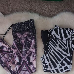 Nike Abstract and Zebra Leggings Set